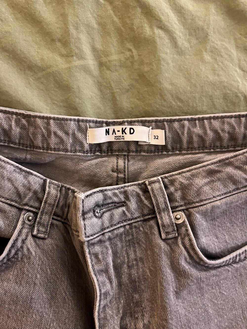 NA-KD Women's Gray Flare Jeans - Washed Wide Leg